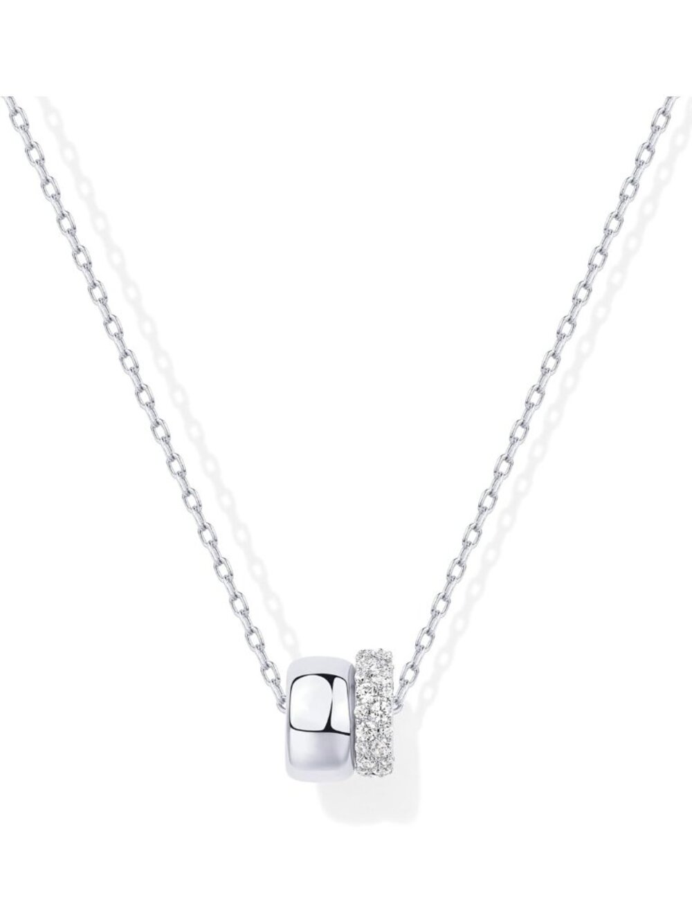 14K Gold Plated Pendant Necklace for Women, Sparkling CZ Rondelle Charm